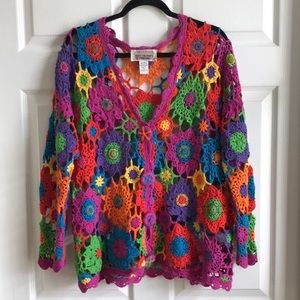 VTG The Import Workshop Crochet Cardigan Sweater / L-XL